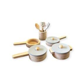 Conjunto De Panelinhas E Utensilios 9 Peças Cinza