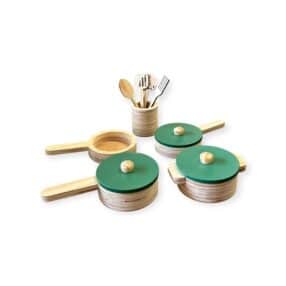 Conjunto De Panelinhas E Utensilios 9 Peças Verde
