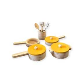 Conjunto De Panelinhas E Utensilios 9 Peças Amarela